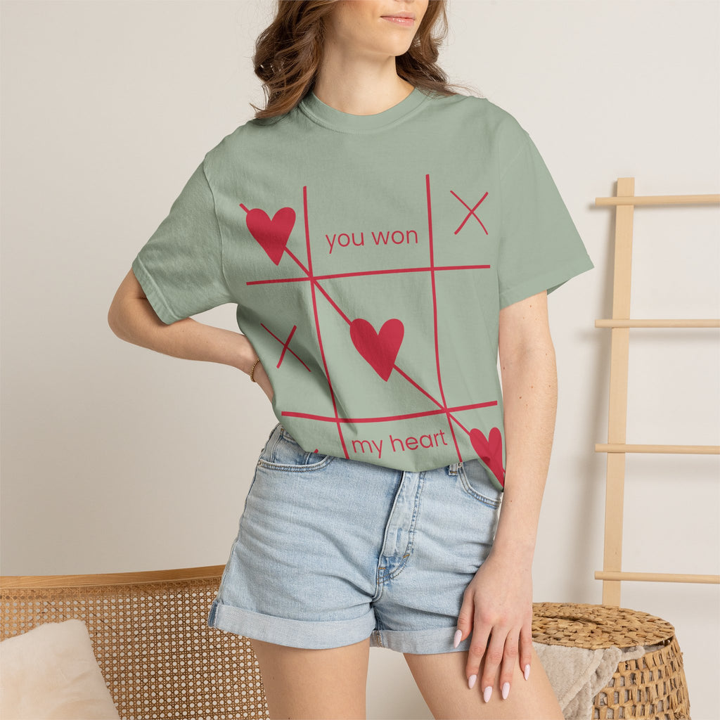 Valentine Tic-Tac-Toe Heart T-Shirt — "You Won My Heart" Graphic Tee