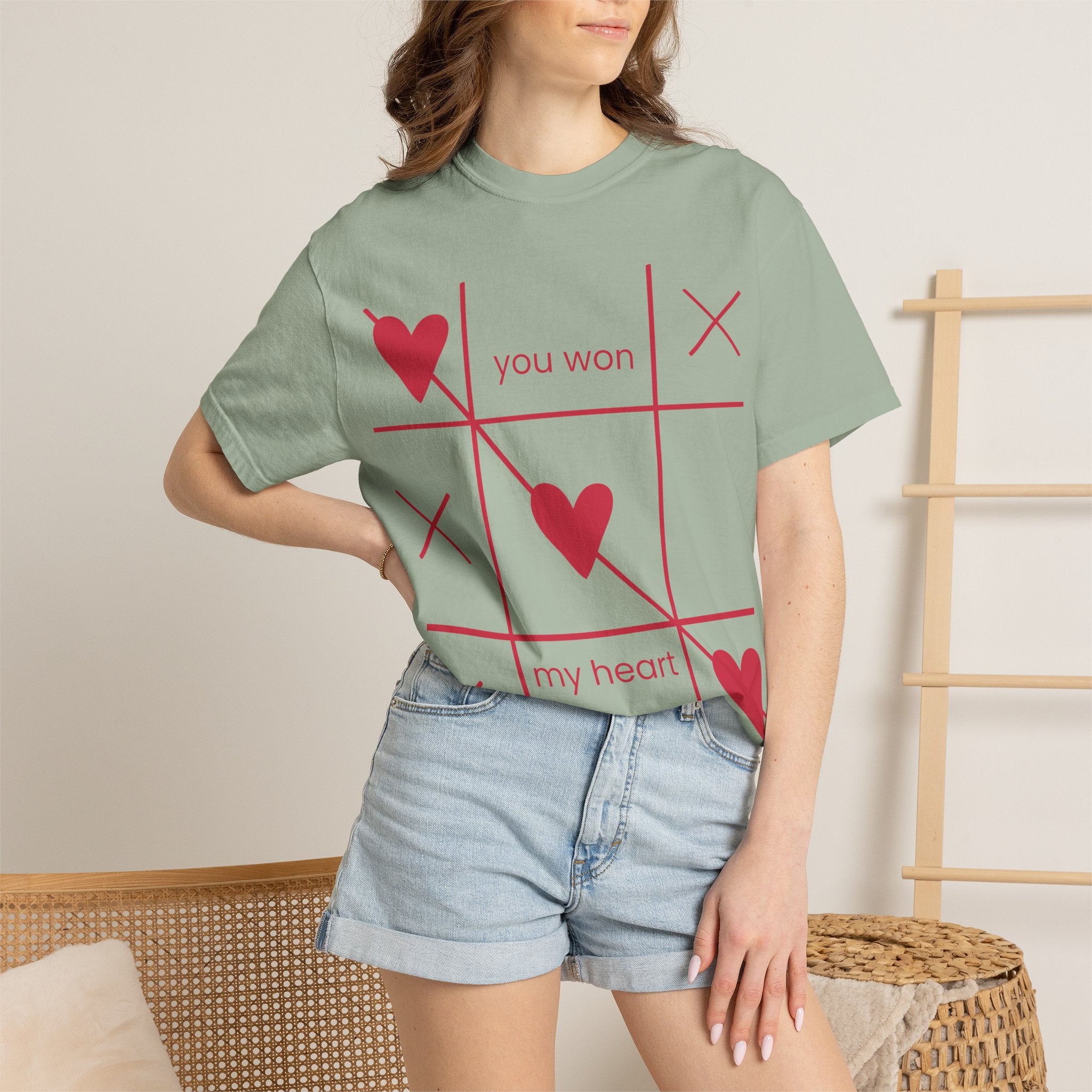 Valentine Tic-Tac-Toe Heart T-Shirt — "You Won My Heart" Graphic Tee