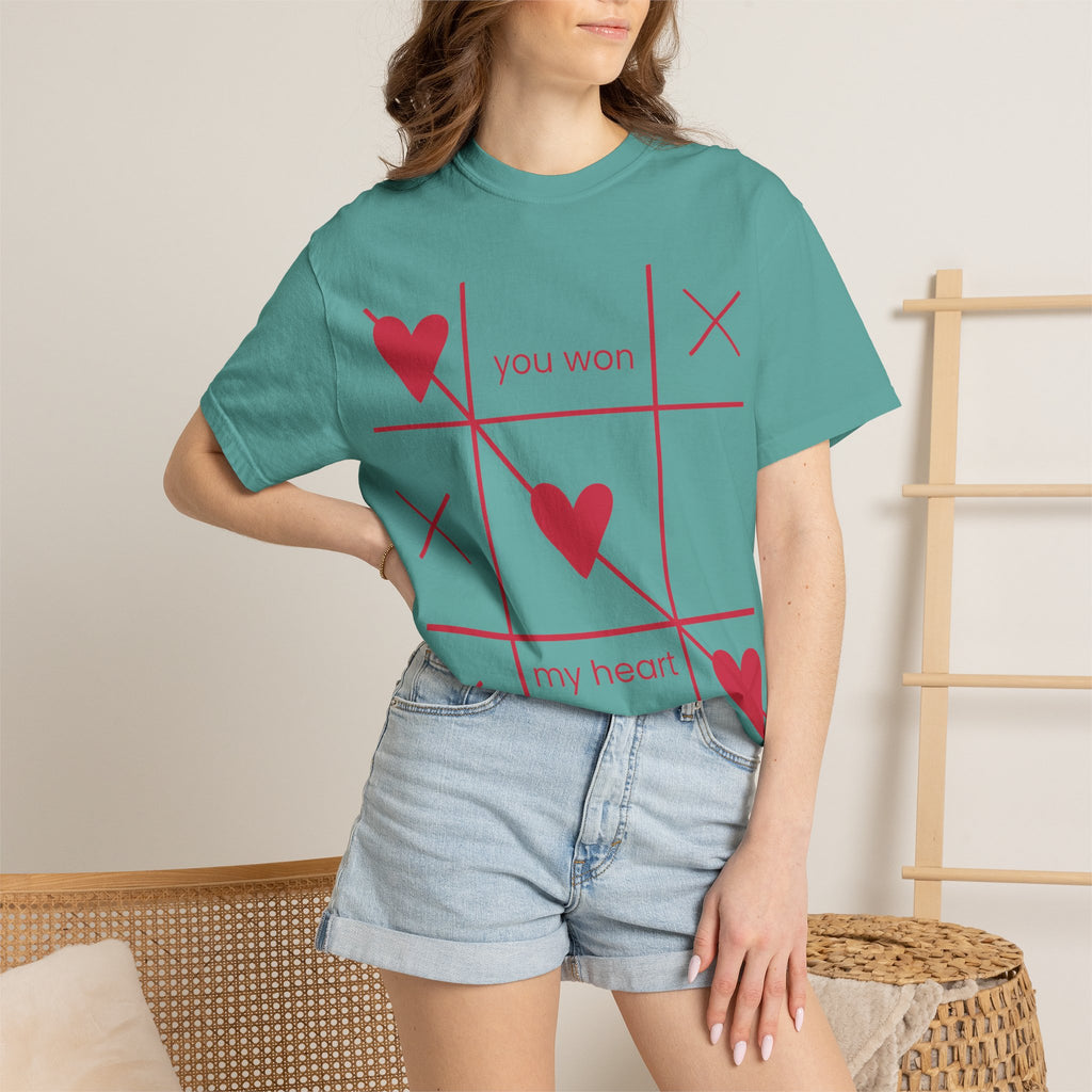 Valentine Tic-Tac-Toe Heart T-Shirt — "You Won My Heart" Graphic Tee