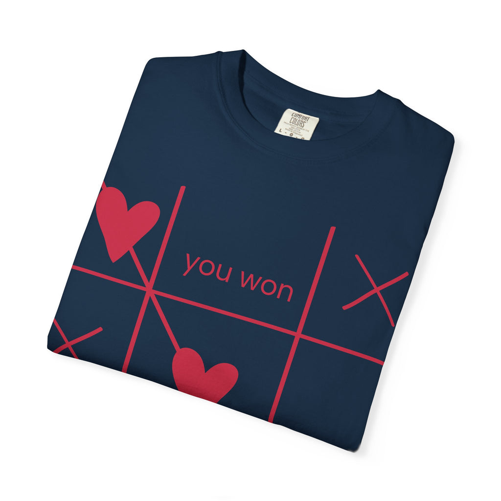 Valentine Tic-Tac-Toe Heart T-Shirt — "You Won My Heart" Graphic Tee