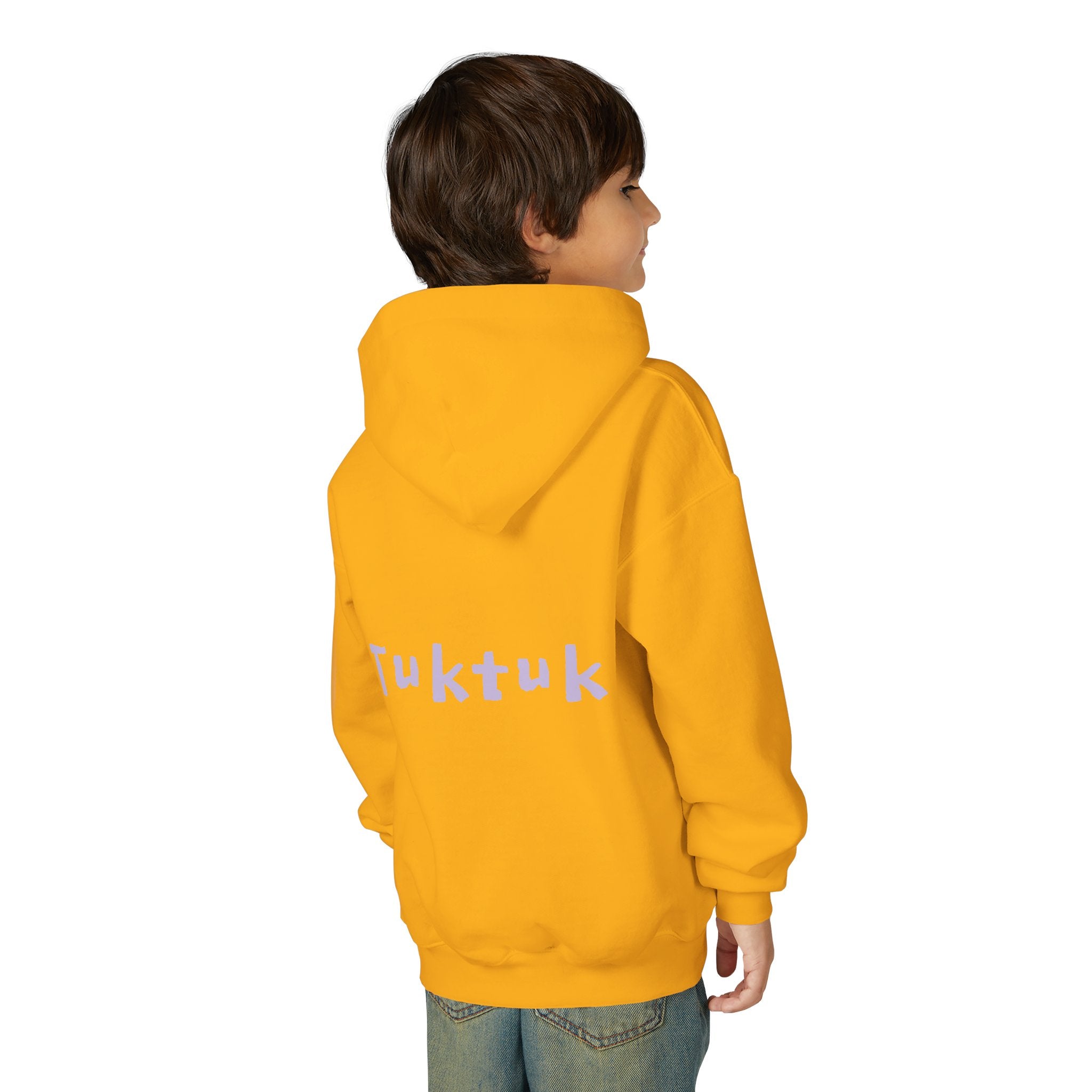 Youth Hoodie — Personalized Lavender Name Hoodie (Front: Myrah Das Gupta, Back: Tuktuk)