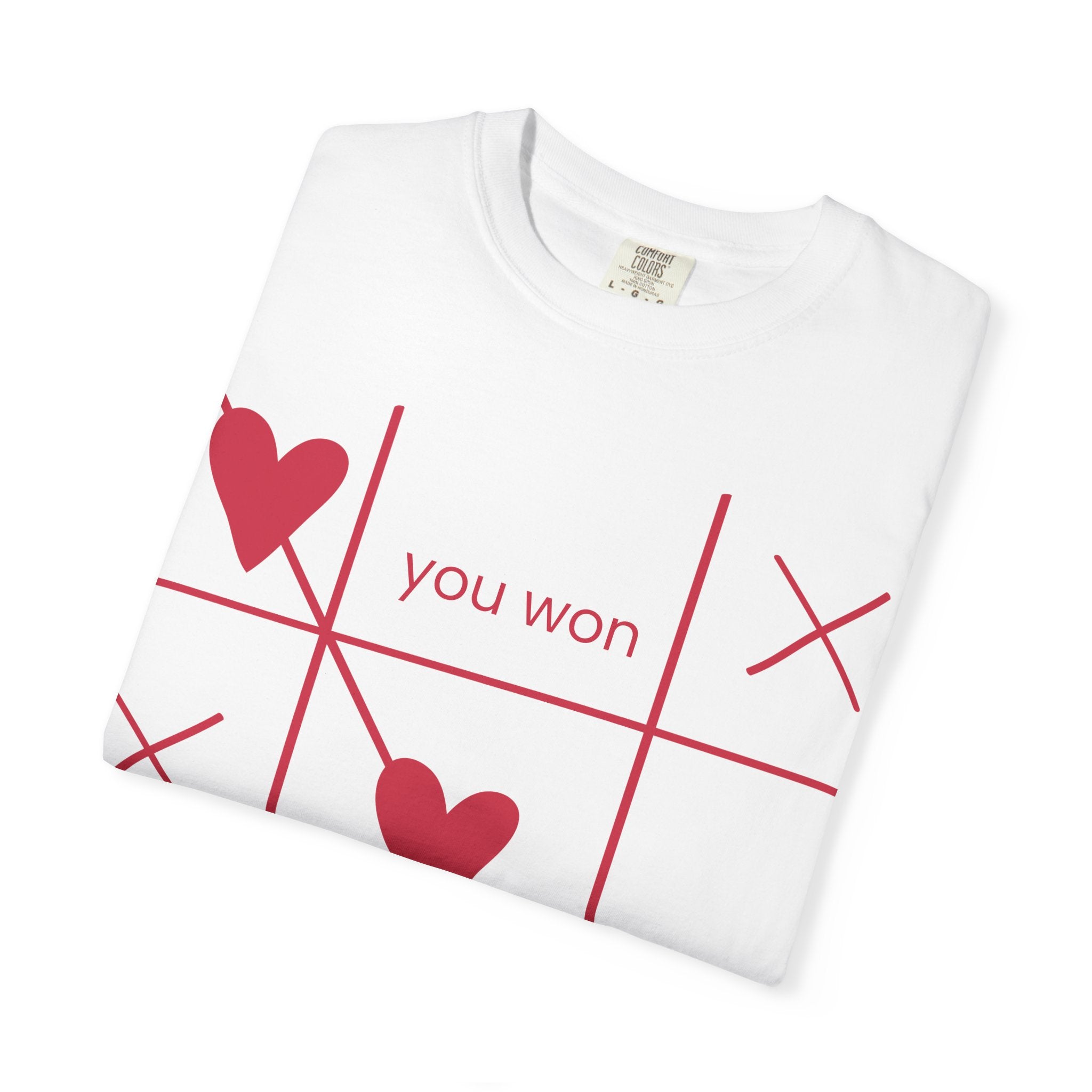 Valentine Tic-Tac-Toe Heart T-Shirt — "You Won My Heart" Graphic Tee