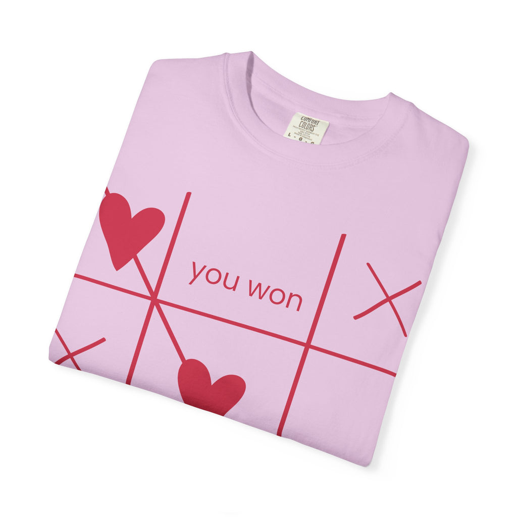 Valentine Tic-Tac-Toe Heart T-Shirt — "You Won My Heart" Graphic Tee
