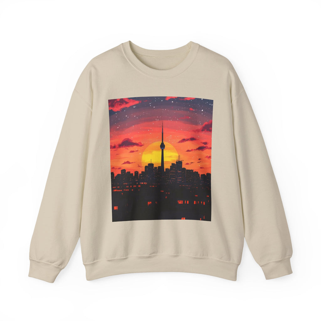 Sunset Skyline Crewneck Sweatshirt — Toronto CN Tower Silhouette Graphic