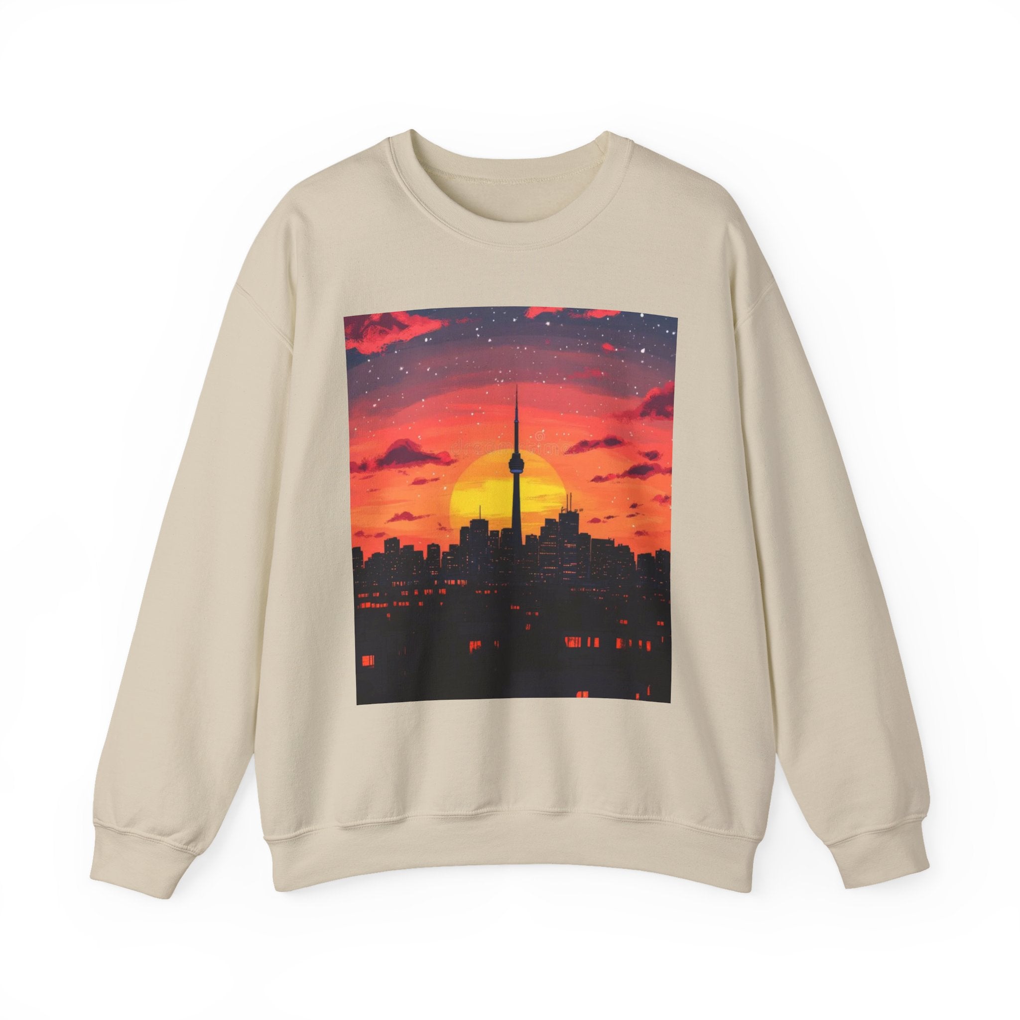 Sunset Skyline Crewneck Sweatshirt — Toronto CN Tower Silhouette Graphic