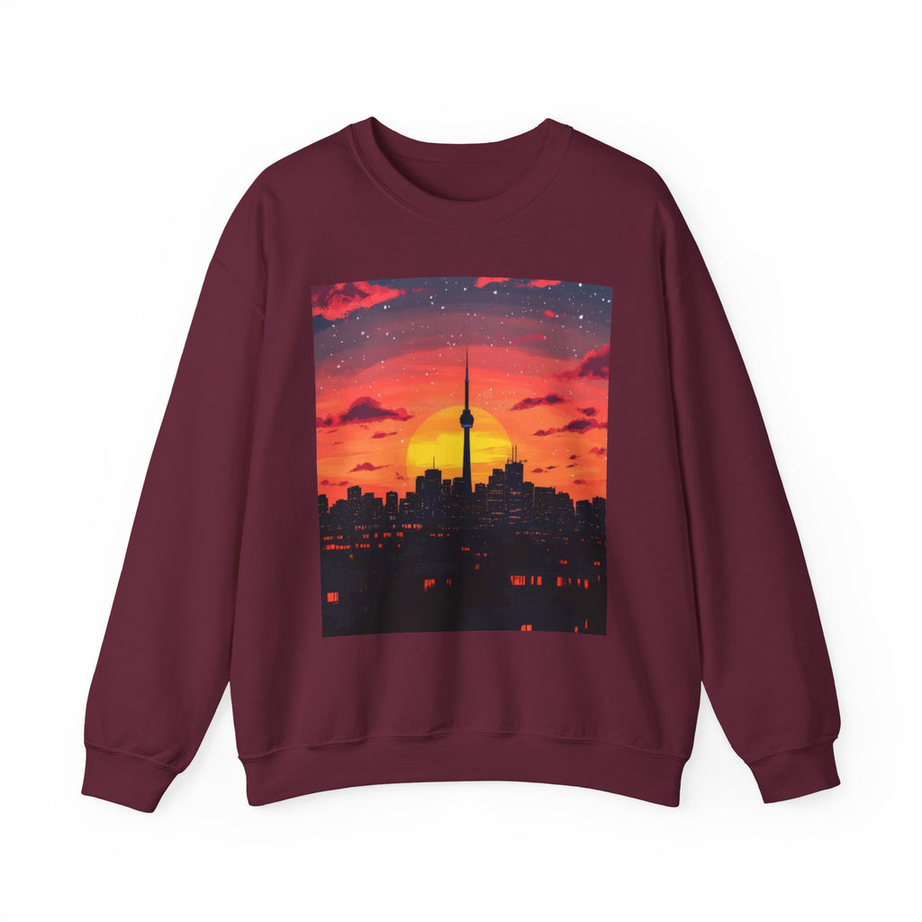 Sunset Skyline Crewneck Sweatshirt — Toronto CN Tower Silhouette Graphic