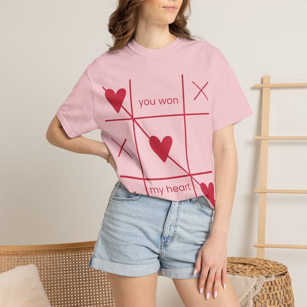 Valentine Tic-Tac-Toe Heart T-Shirt — "You Won My Heart" Graphic Tee