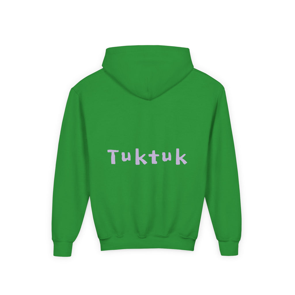 Youth Hoodie — Personalized Lavender Name Hoodie (Front: Myrah Das Gupta, Back: Tuktuk)