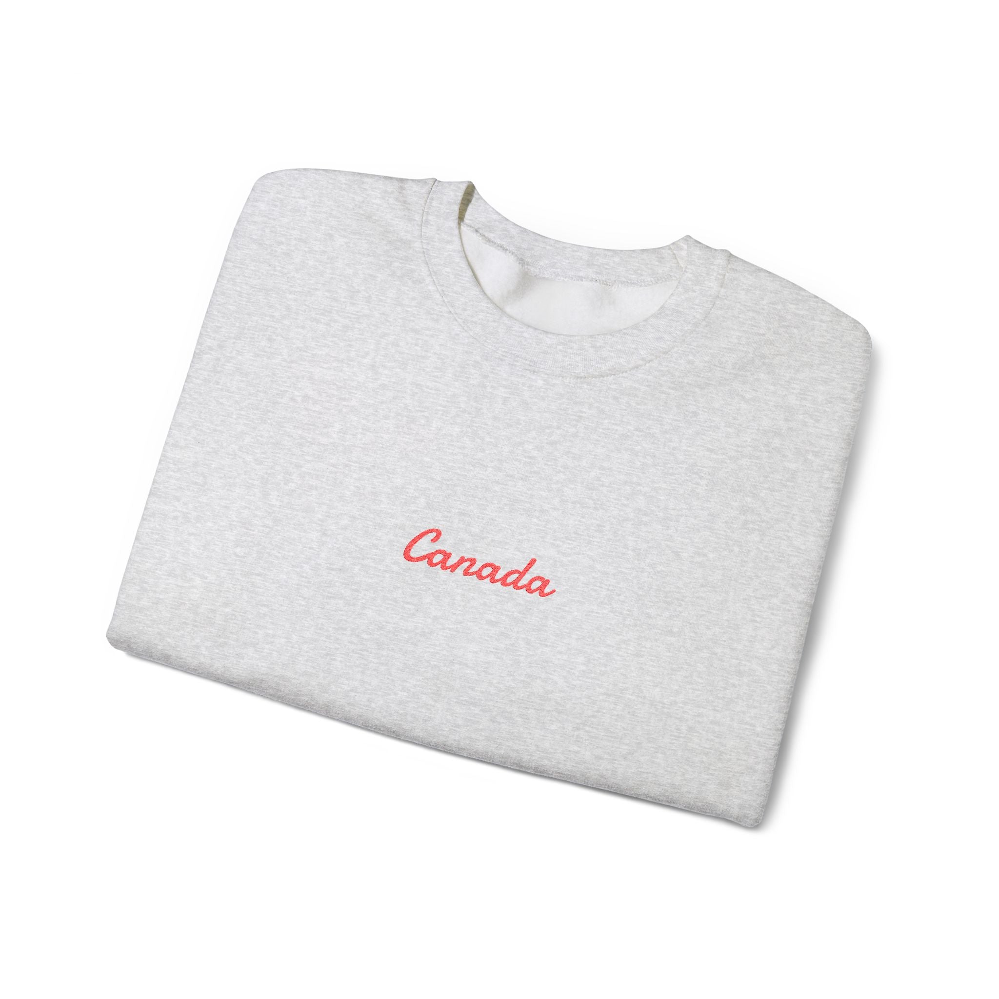 Canada Script Crewneck Sweatshirt — Minimal Red Embroidered Canada Pullover