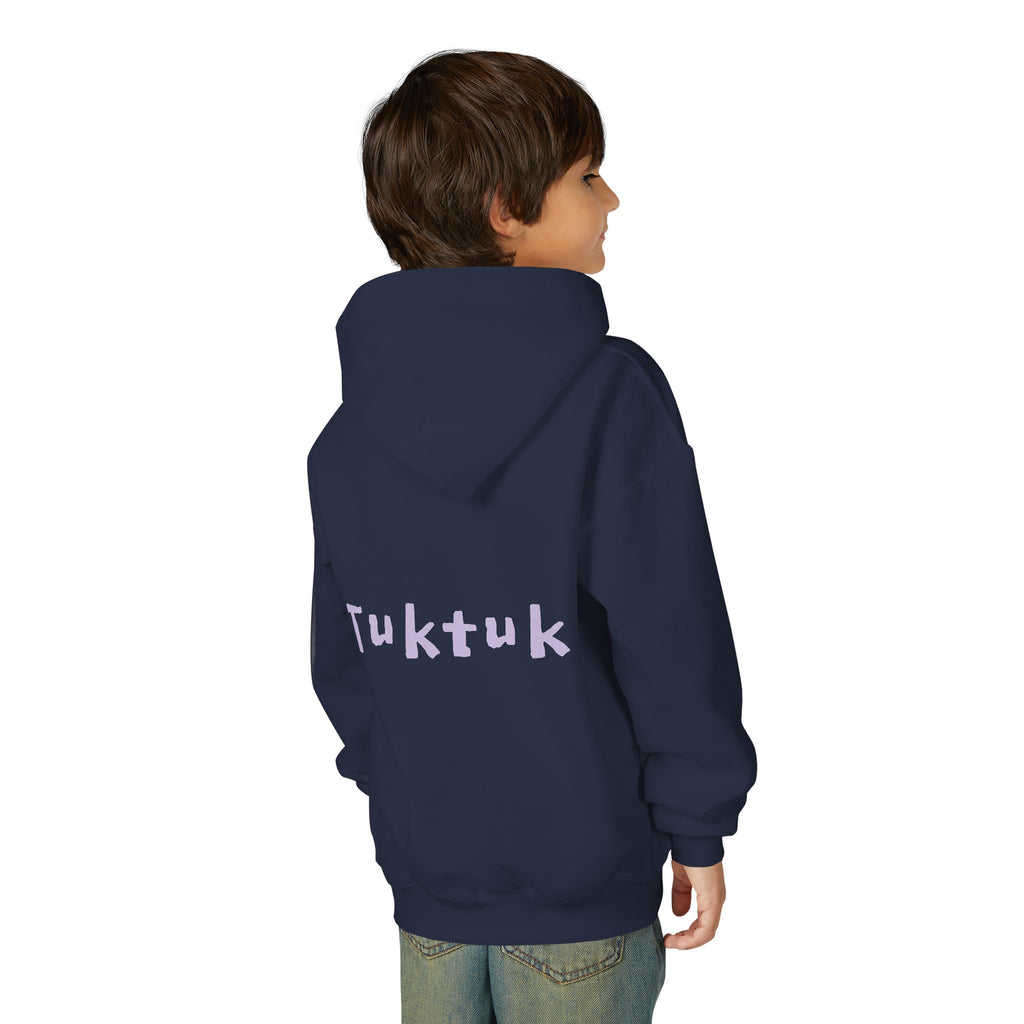 Youth Hoodie — Personalized Lavender Name Hoodie (Front: Myrah Das Gupta, Back: Tuktuk)