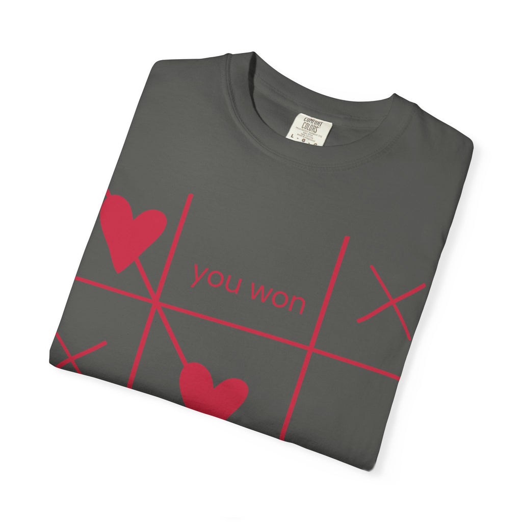 Valentine Tic-Tac-Toe Heart T-Shirt — "You Won My Heart" Graphic Tee