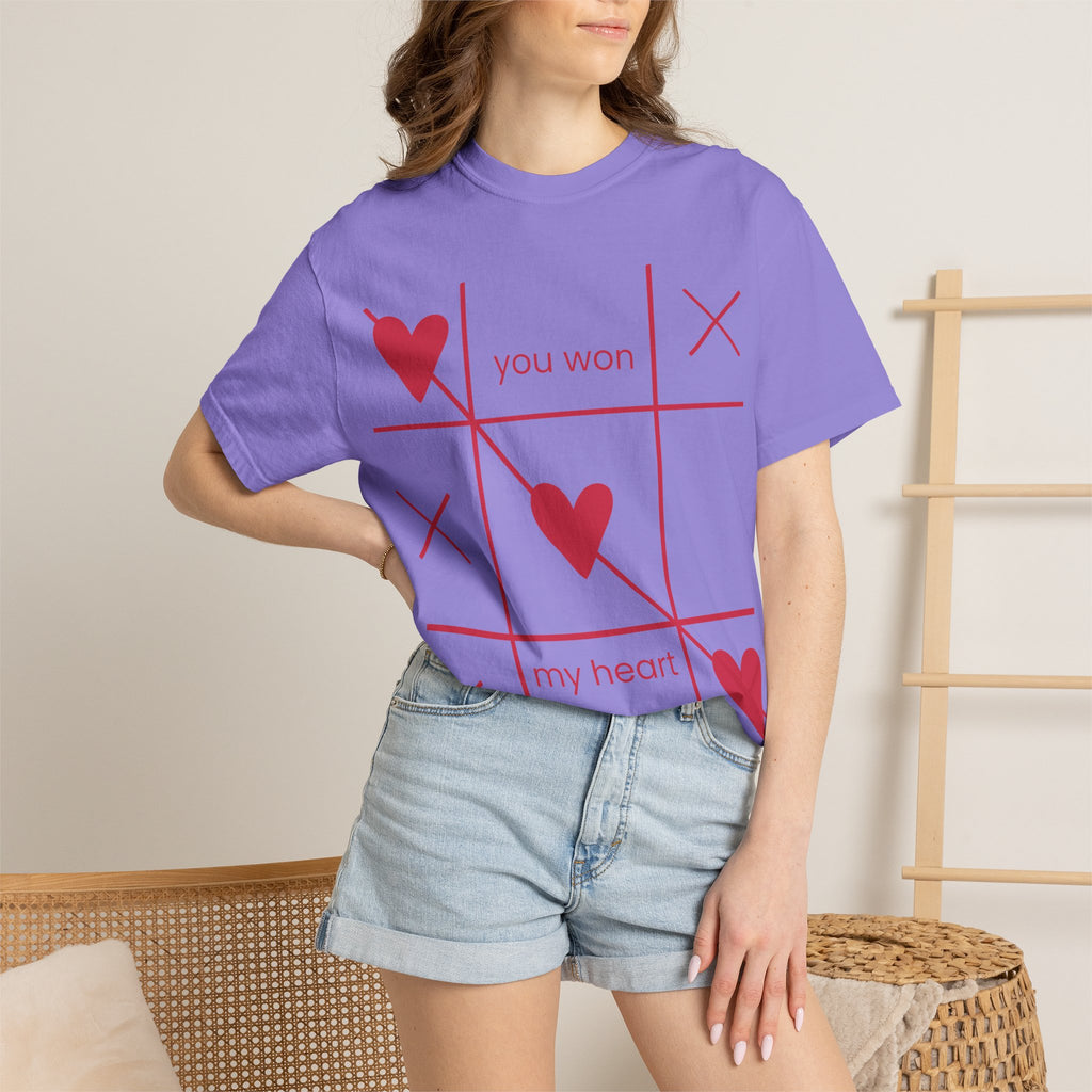 Valentine Tic-Tac-Toe Heart T-Shirt — "You Won My Heart" Graphic Tee