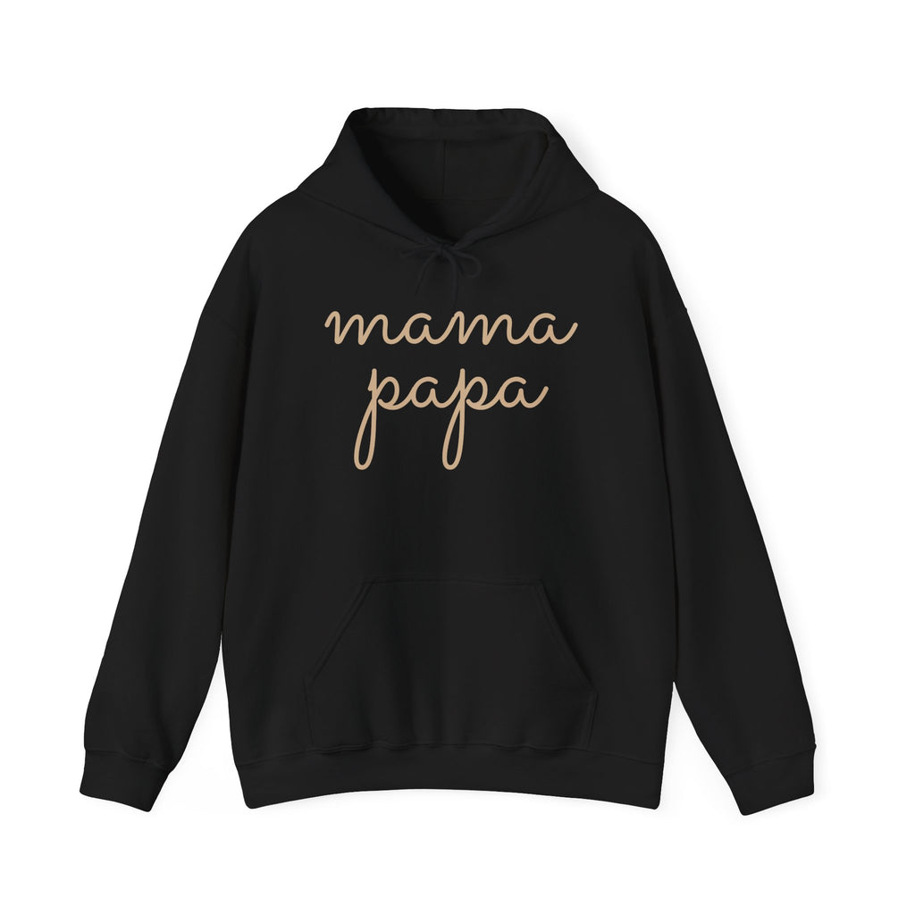Mama Papa Hoodie — Minimal Script Parent Matching Pullover