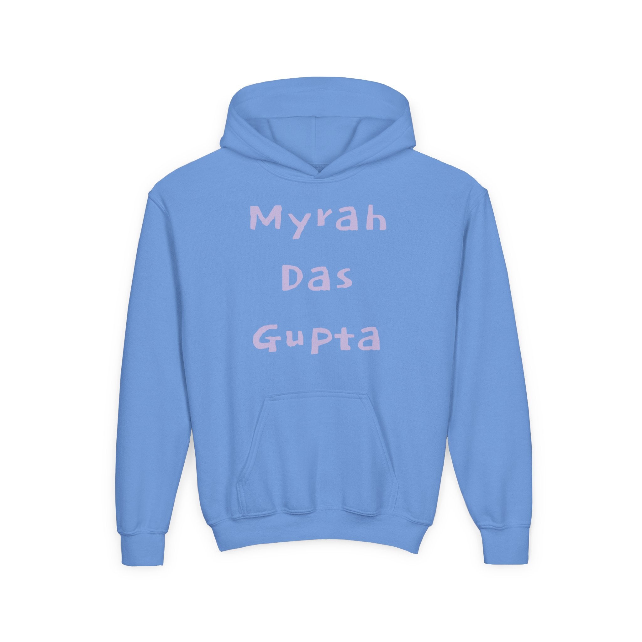 Youth Hoodie — Personalized Lavender Name Hoodie (Front: Myrah Das Gupta, Back: Tuktuk)