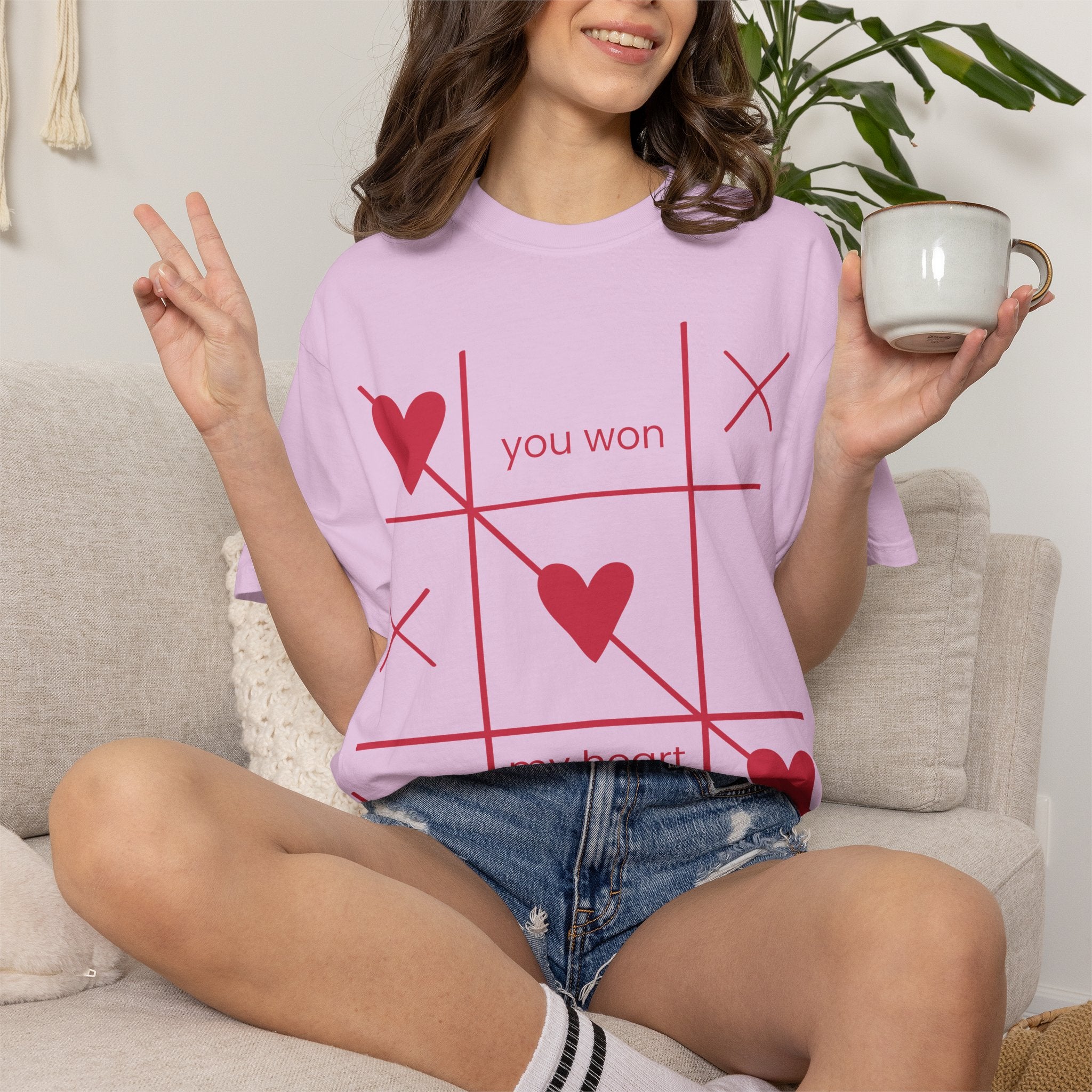 Valentine Tic-Tac-Toe Heart T-Shirt — "You Won My Heart" Graphic Tee