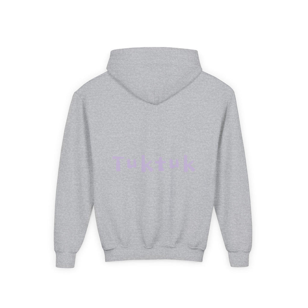 Youth Hoodie — Personalized Lavender Name Hoodie (Front: Myrah Das Gupta, Back: Tuktuk)