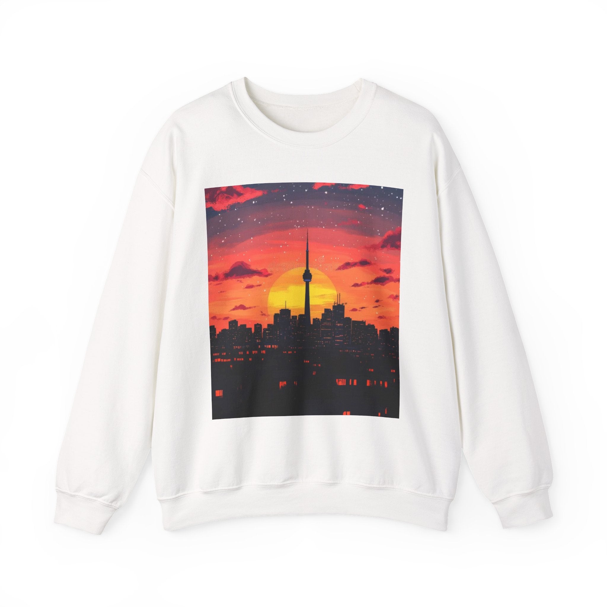 Sunset Skyline Crewneck Sweatshirt — Toronto CN Tower Silhouette Graphic