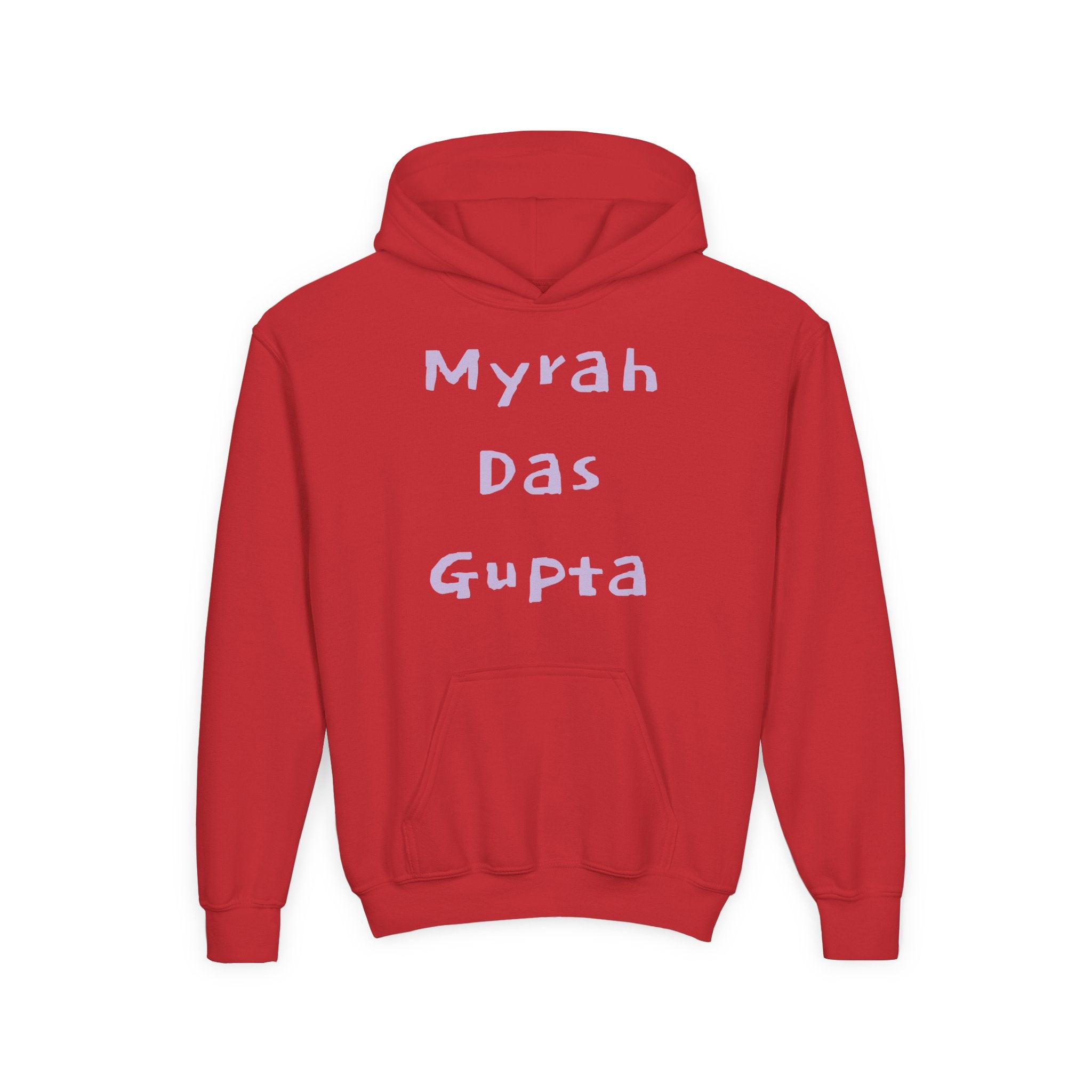 Youth Hoodie — Personalized Lavender Name Hoodie (Front: Myrah Das Gupta, Back: Tuktuk)