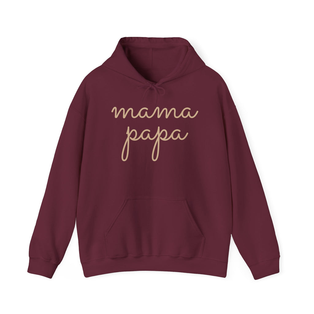 Mama Papa Hoodie — Minimal Script Parent Matching Pullover