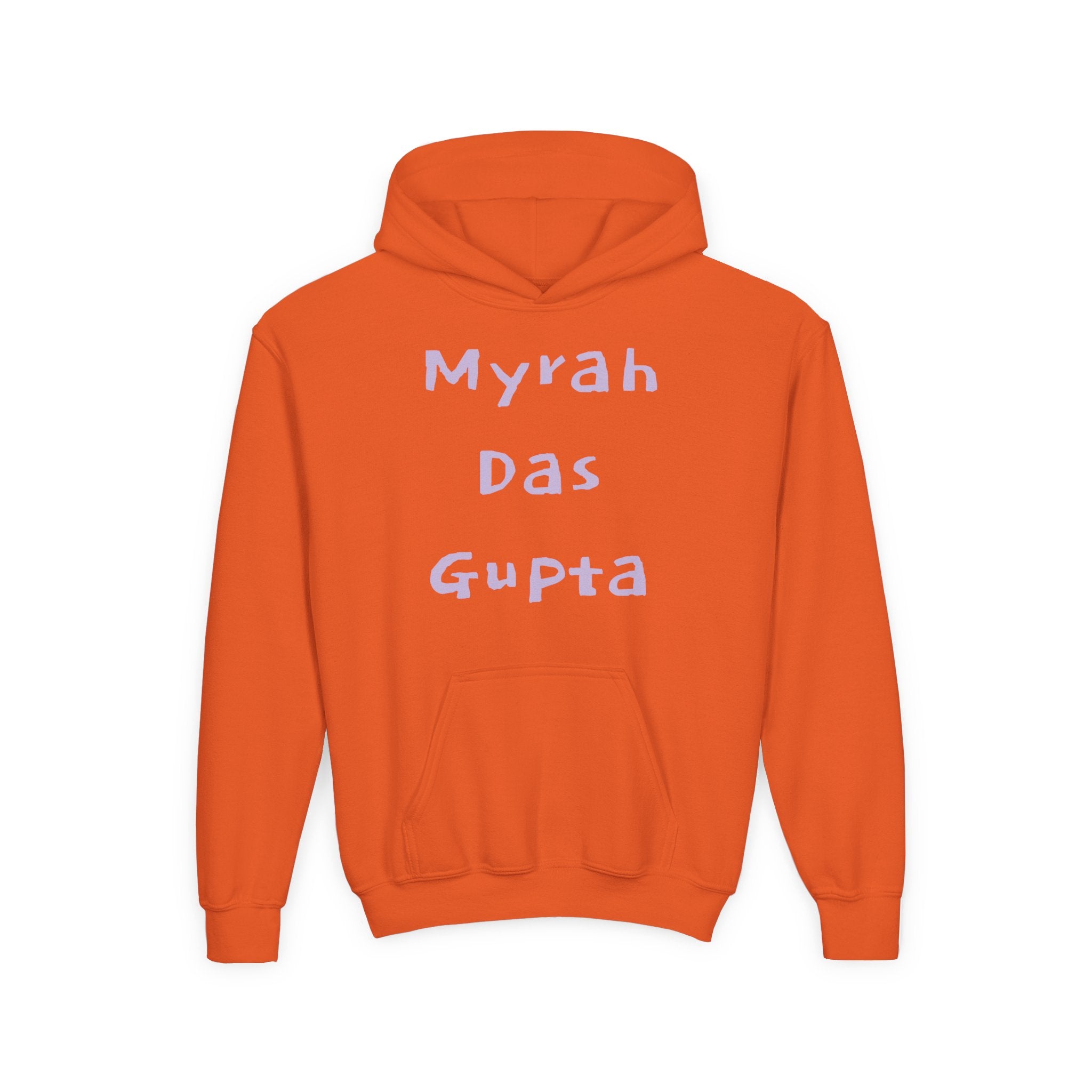 Youth Hoodie — Personalized Lavender Name Hoodie (Front: Myrah Das Gupta, Back: Tuktuk)