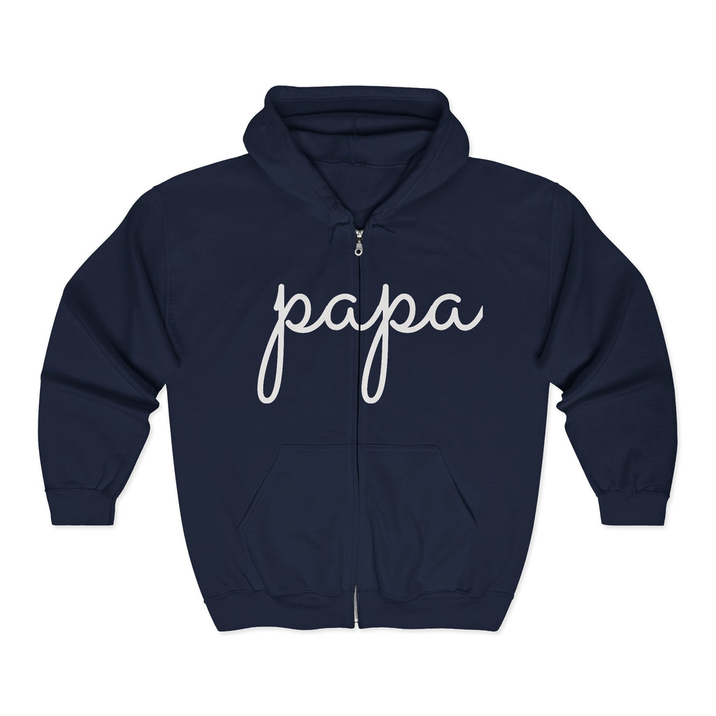 Papa Zip Hoodie – Cozy Script Father’s Day Full-Zip Sweatshirt