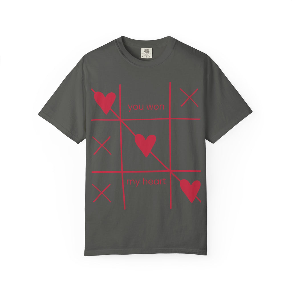 Valentine Tic-Tac-Toe Heart T-Shirt — "You Won My Heart" Graphic Tee