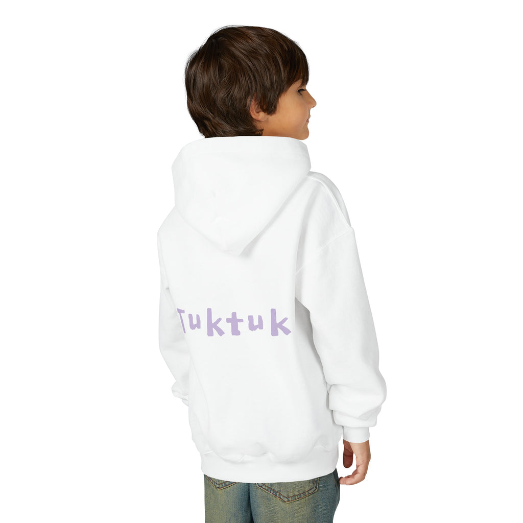 Youth Hoodie — Personalized Lavender Name Hoodie (Front: Myrah Das Gupta, Back: Tuktuk)