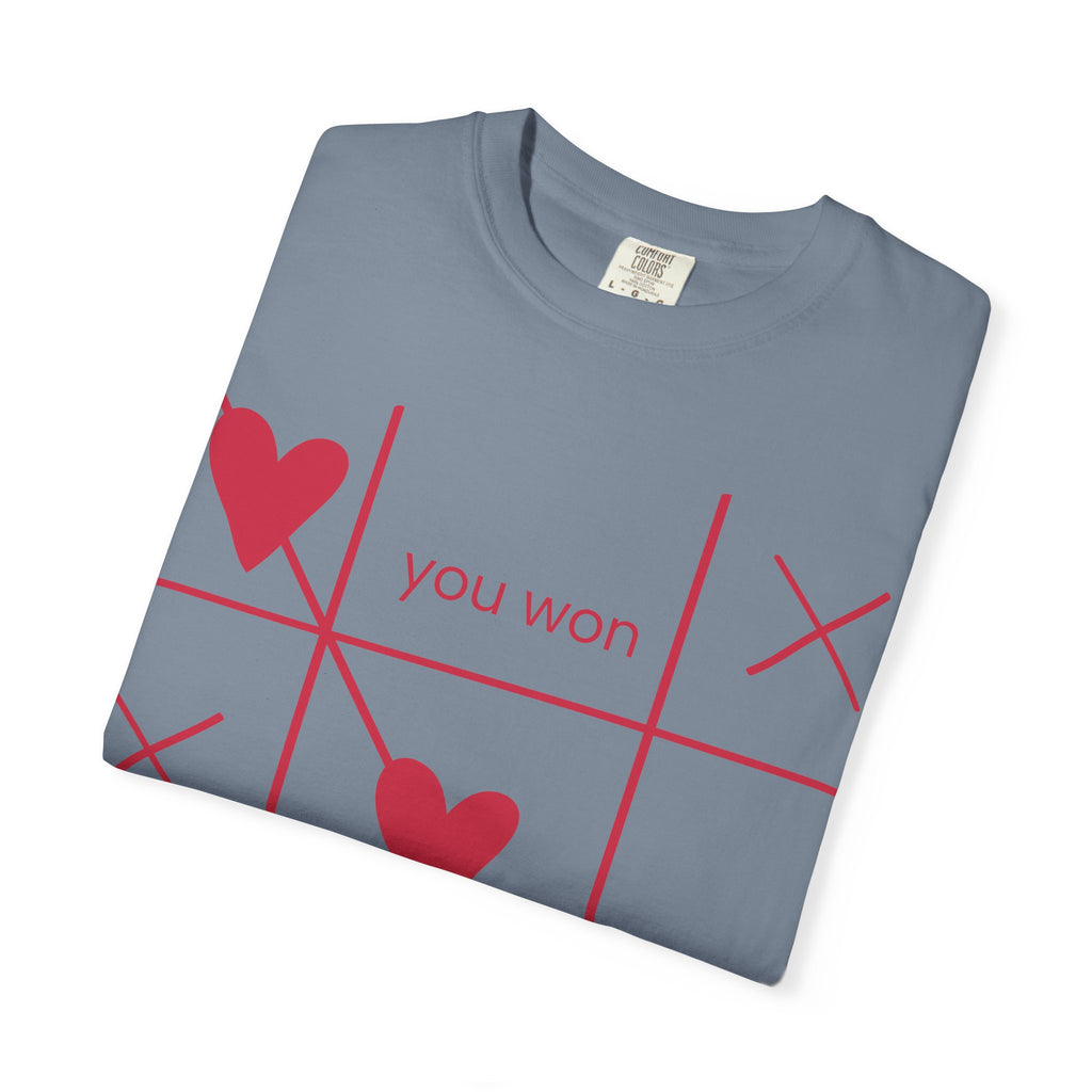 Valentine Tic-Tac-Toe Heart T-Shirt — "You Won My Heart" Graphic Tee