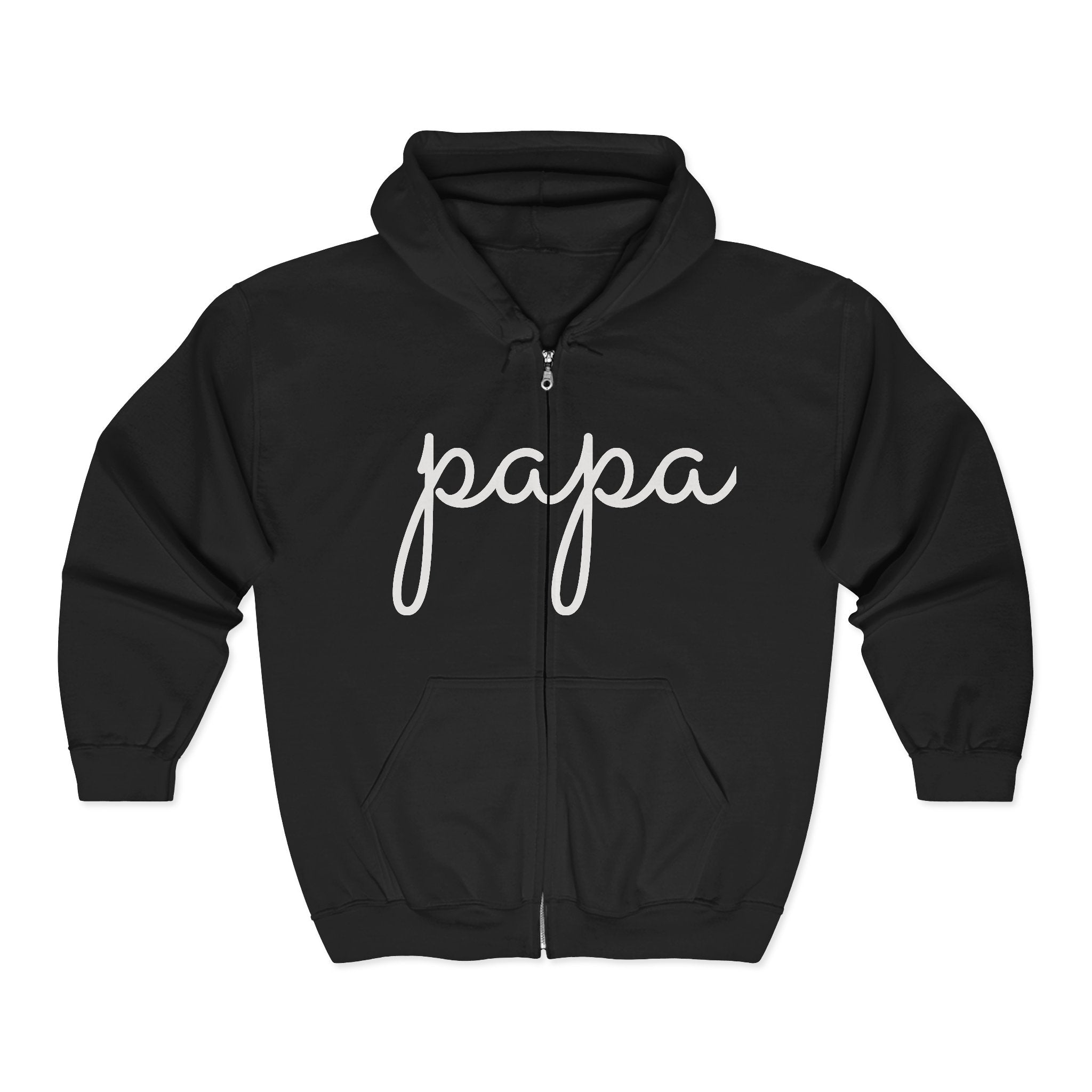 Papa Zip Hoodie – Cozy Script Father’s Day Full-Zip Sweatshirt
