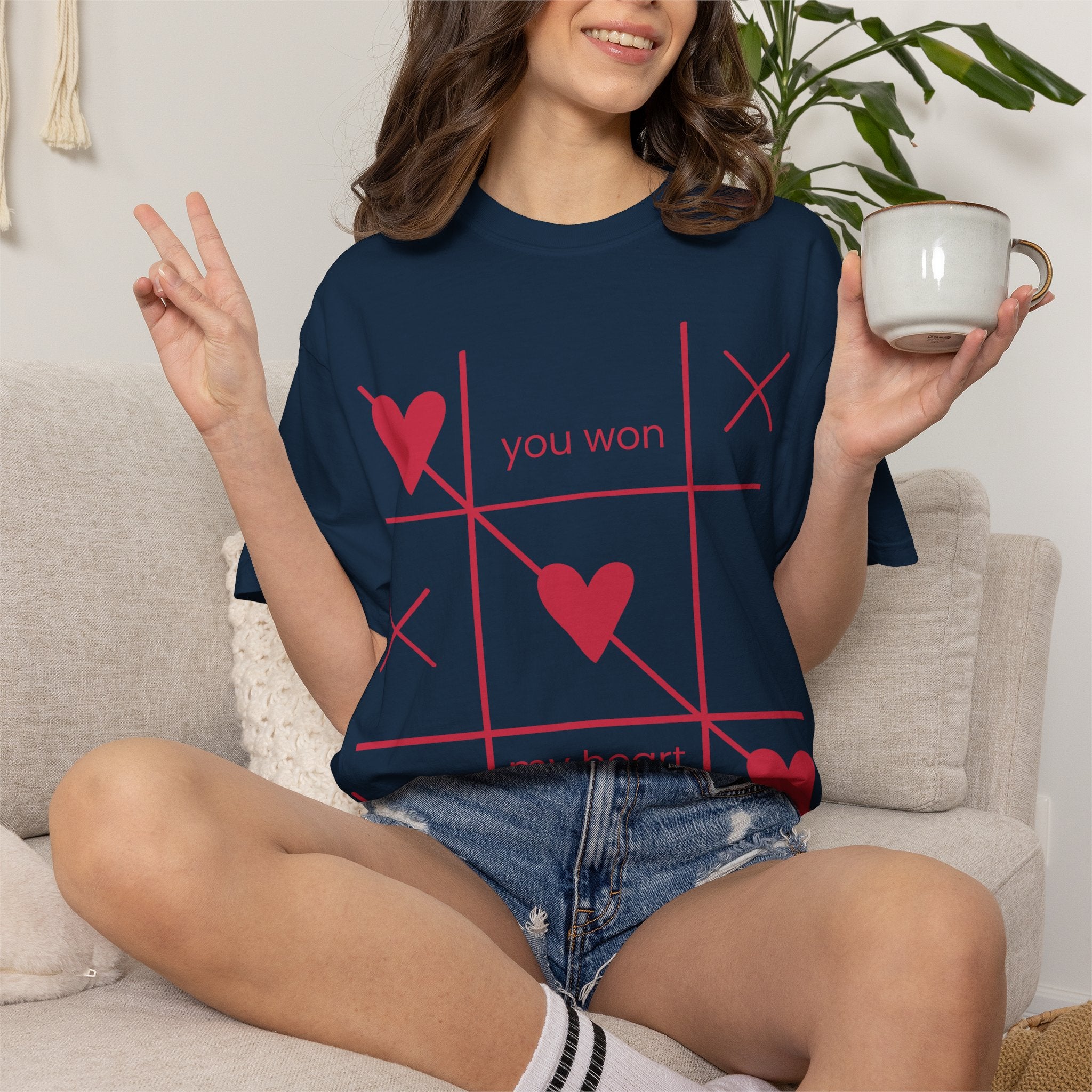 Valentine Tic-Tac-Toe Heart T-Shirt — "You Won My Heart" Graphic Tee