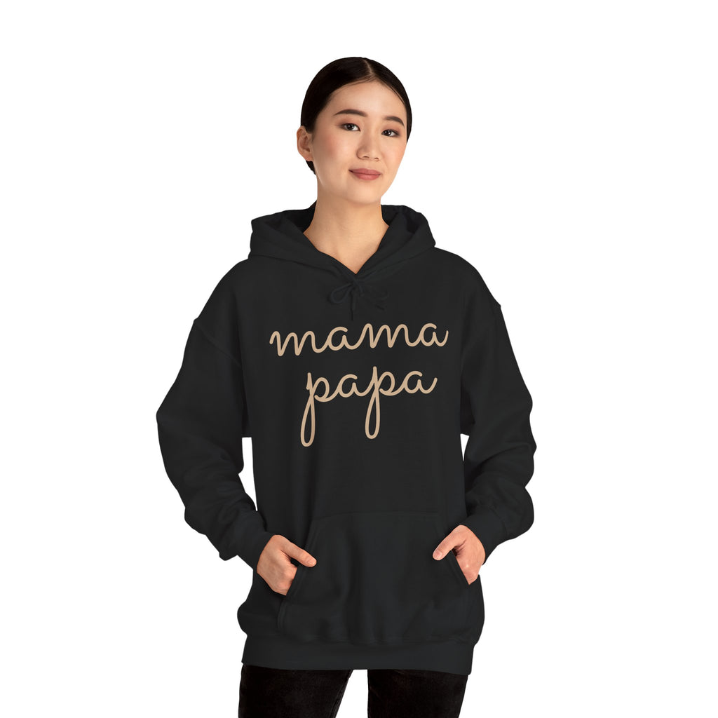 Mama Papa Hoodie — Minimal Script Parent Matching Pullover