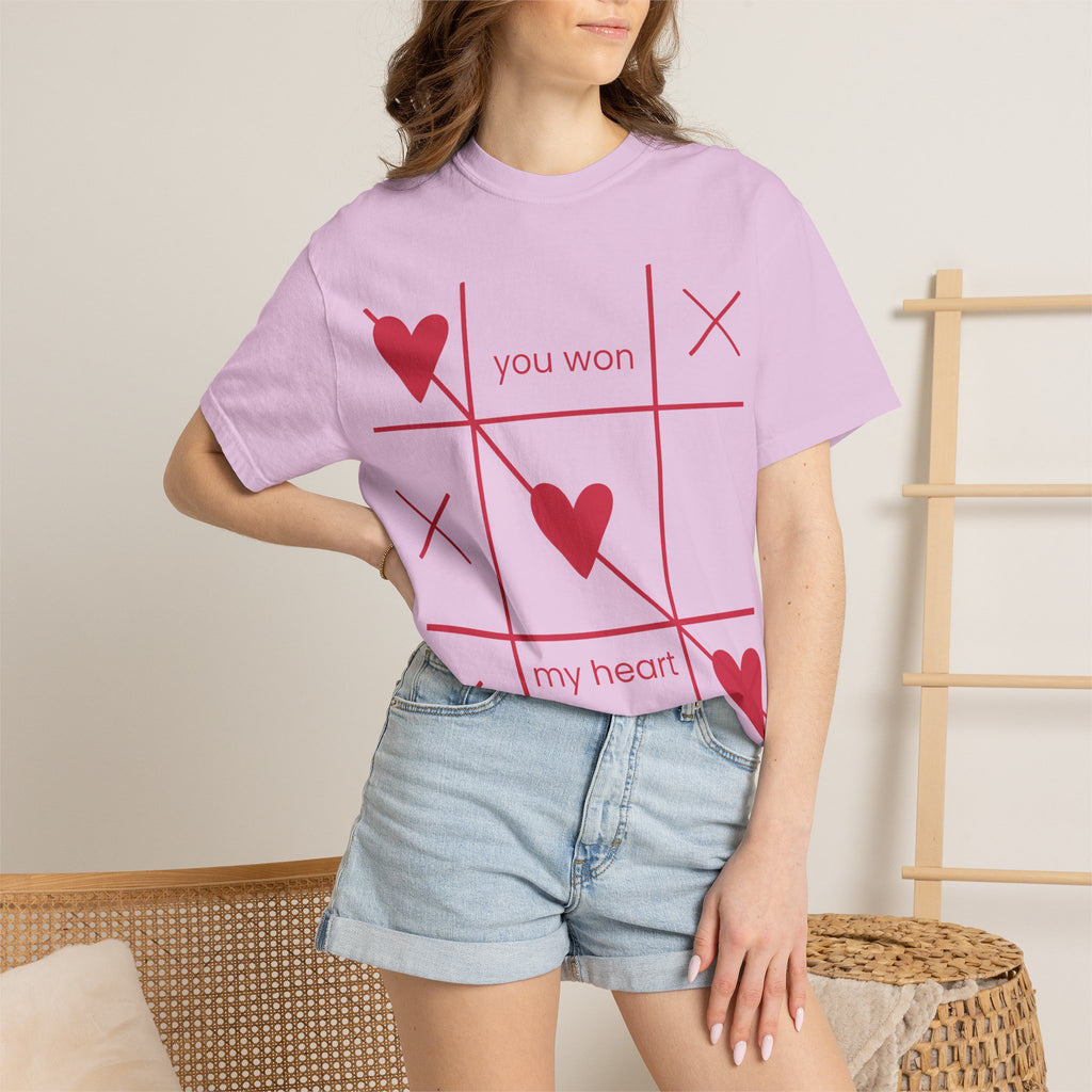 Valentine Tic-Tac-Toe Heart T-Shirt — "You Won My Heart" Graphic Tee