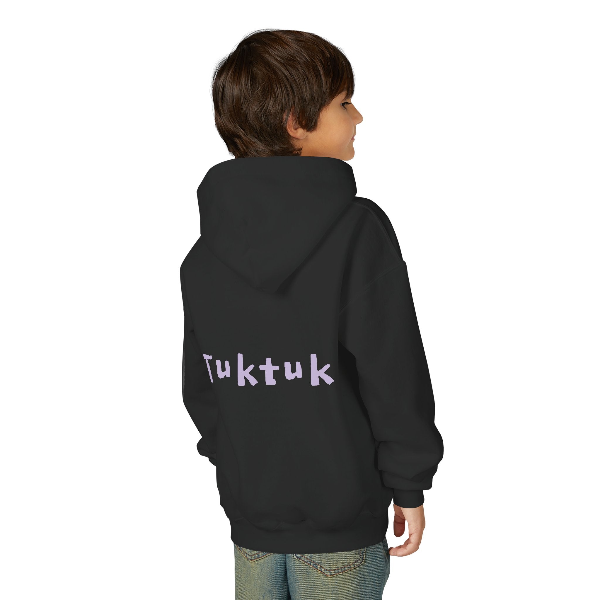 Youth Hoodie — Personalized Lavender Name Hoodie (Front: Myrah Das Gupta, Back: Tuktuk)