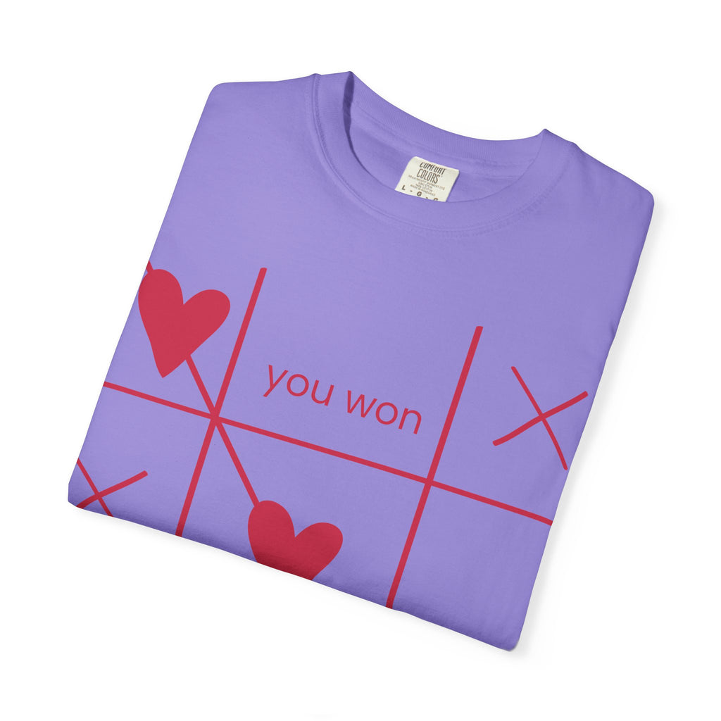 Valentine Tic-Tac-Toe Heart T-Shirt — "You Won My Heart" Graphic Tee