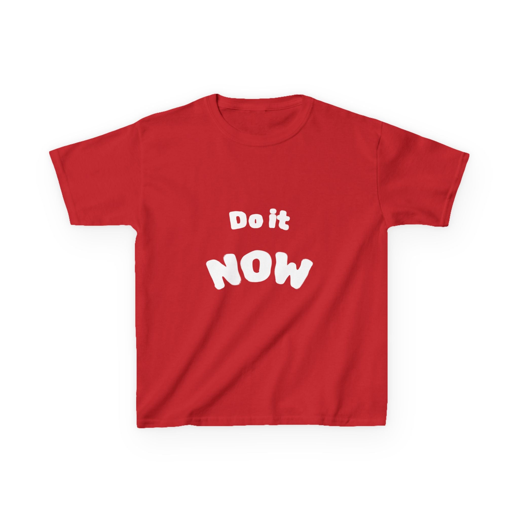 Kids Tee — “Do It NOW / DONE” Motivational Red Shirt