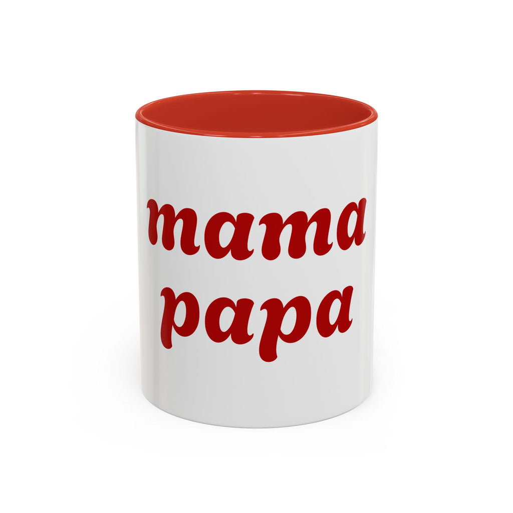Custom Mama Papa Accent Coffee Mug - Perfect Gift for Parents