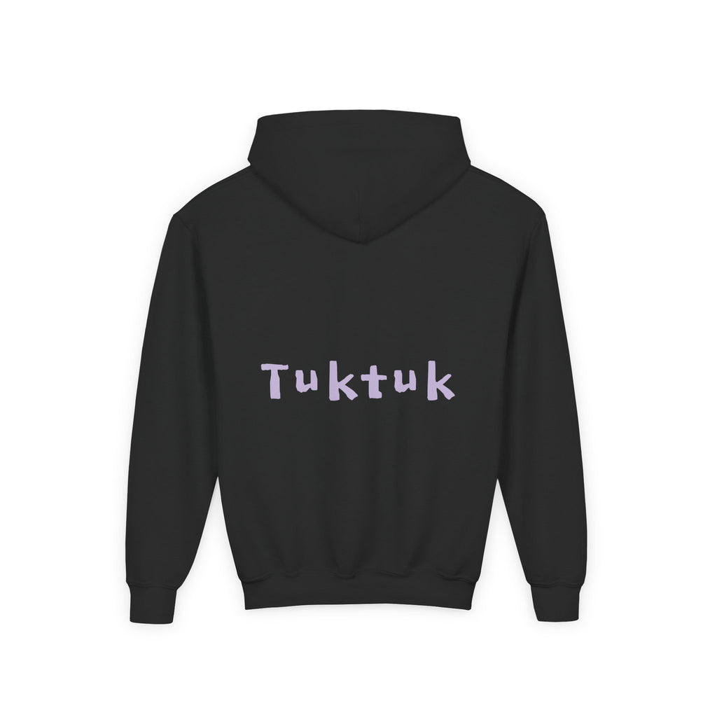 Youth Hoodie — Personalized Lavender Name Hoodie (Front: Myrah Das Gupta, Back: Tuktuk)