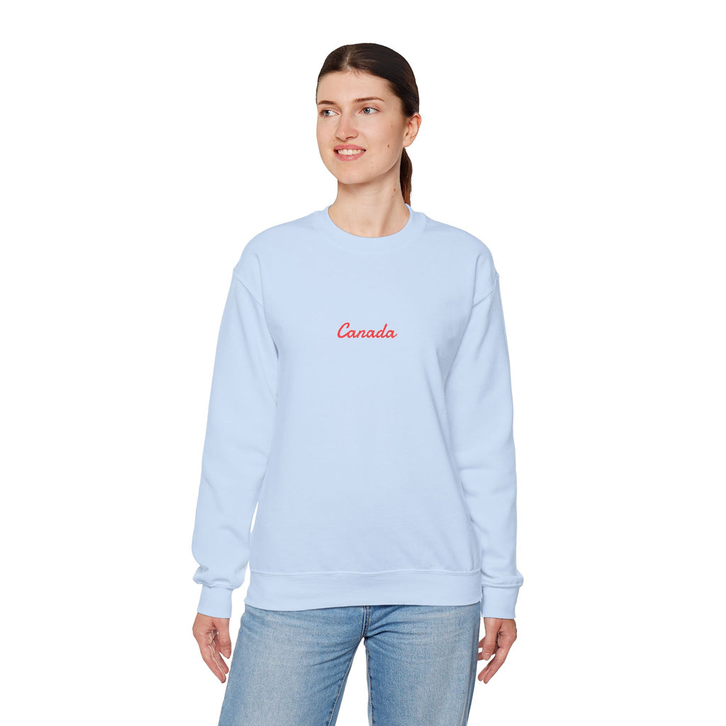 Canada Script Crewneck Sweatshirt — Minimal Red Embroidered Canada Pullover