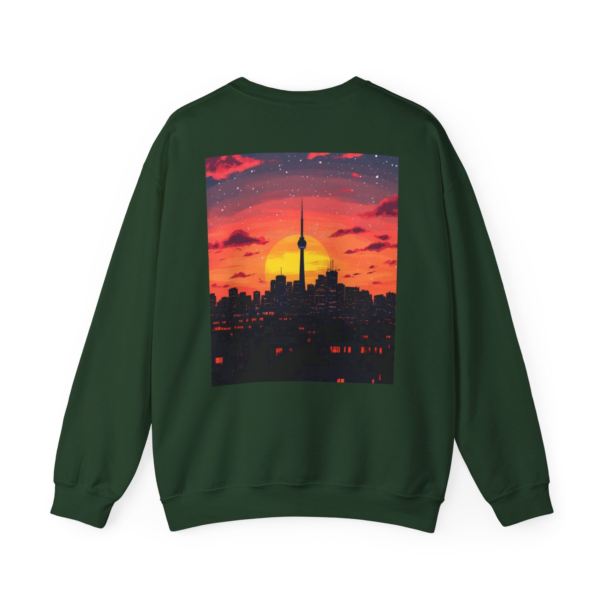 Sunset Skyline Crewneck Sweatshirt — Toronto CN Tower Silhouette Graphic