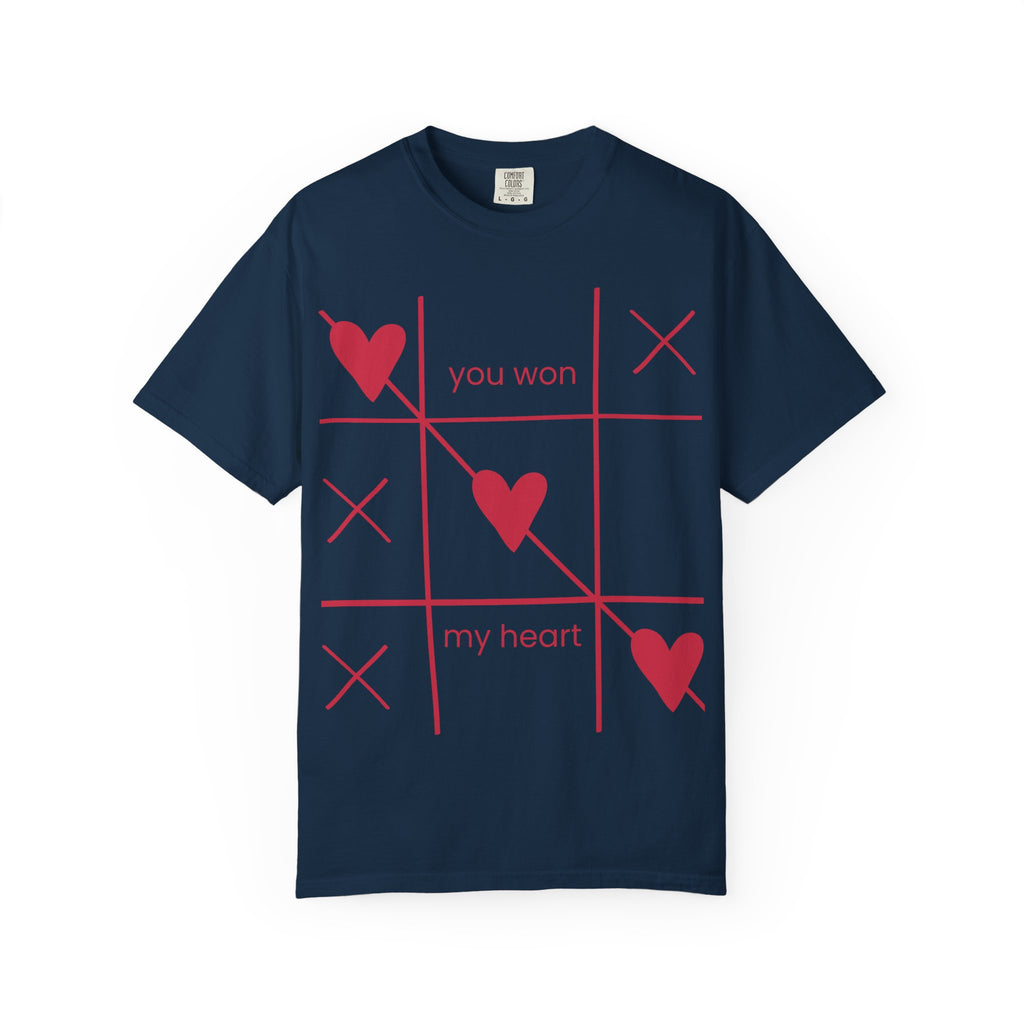Valentine Tic-Tac-Toe Heart T-Shirt — "You Won My Heart" Graphic Tee