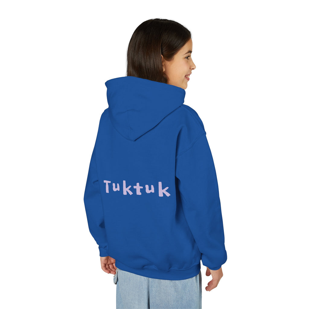 Youth Hoodie — Personalized Lavender Name Hoodie (Front: Myrah Das Gupta, Back: Tuktuk)
