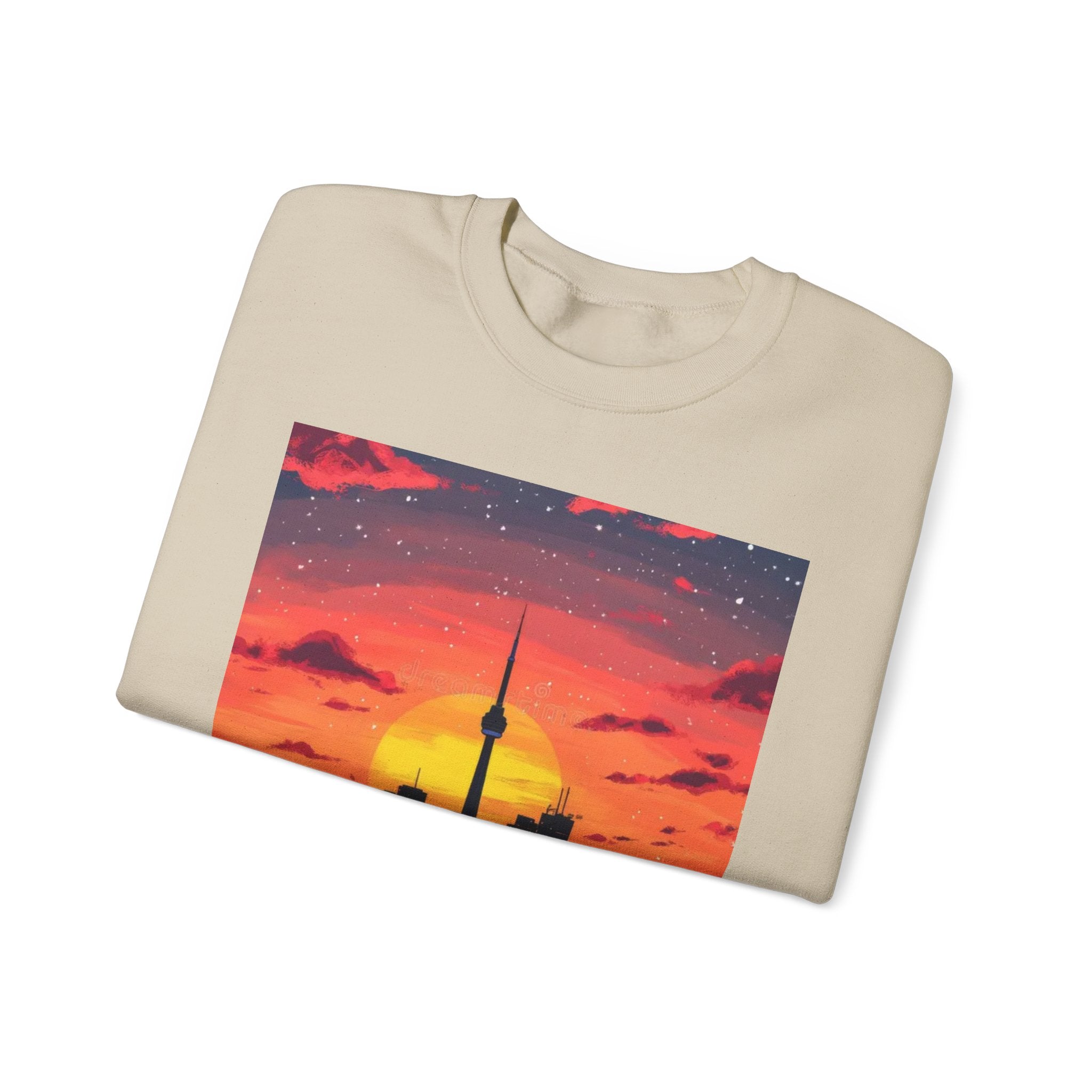 Sunset Skyline Crewneck Sweatshirt — Toronto CN Tower Silhouette Graphic