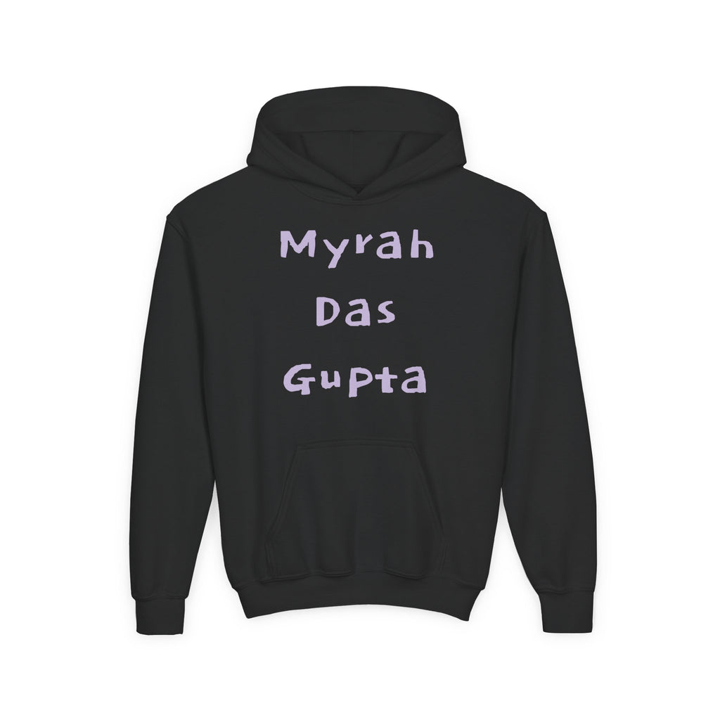 Youth Hoodie — Personalized Lavender Name Hoodie (Front: Myrah Das Gupta, Back: Tuktuk)