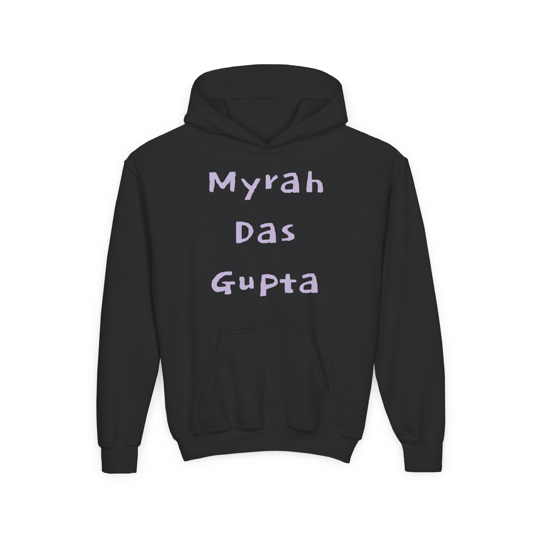 Youth Hoodie — Personalized Lavender Name Hoodie (Front: Myrah Das Gupta, Back: Tuktuk)