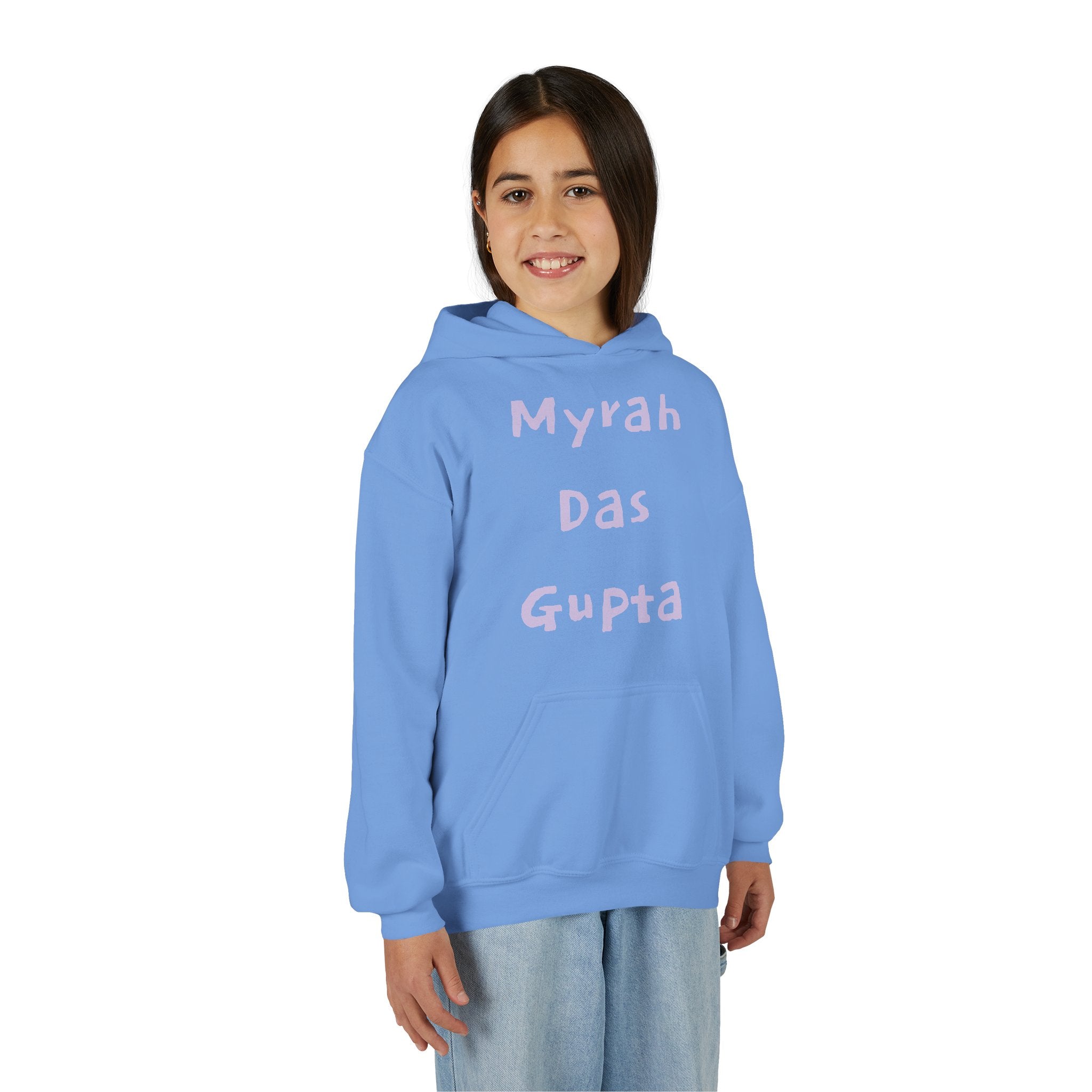 Youth Hoodie — Personalized Lavender Name Hoodie (Front: Myrah Das Gupta, Back: Tuktuk)