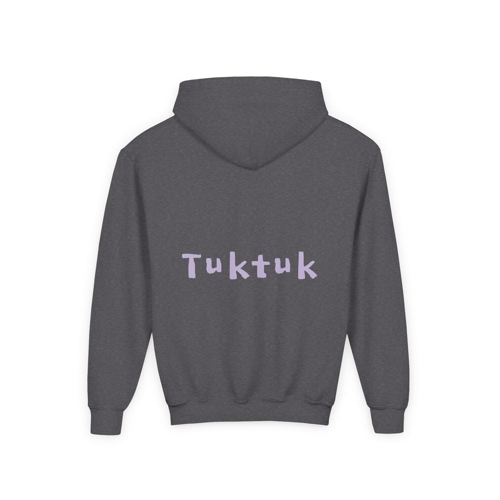 Youth Hoodie — Personalized Lavender Name Hoodie (Front: Myrah Das Gupta, Back: Tuktuk)