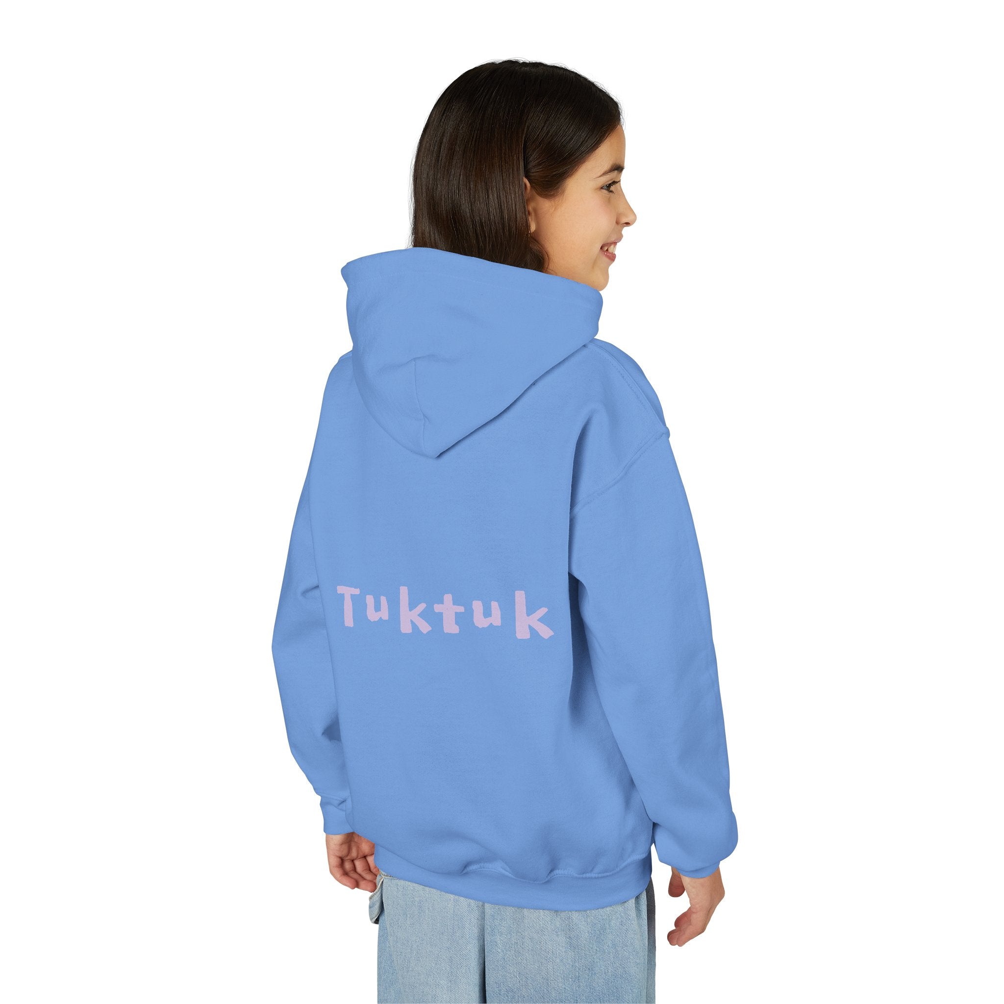 Youth Hoodie — Personalized Lavender Name Hoodie (Front: Myrah Das Gupta, Back: Tuktuk)