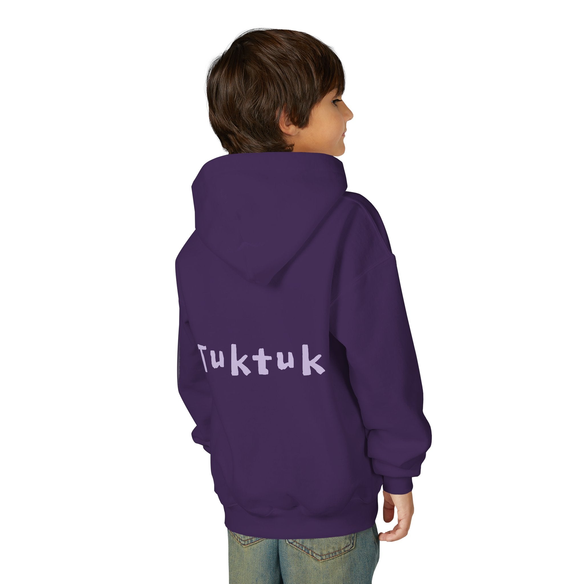 Youth Hoodie — Personalized Lavender Name Hoodie (Front: Myrah Das Gupta, Back: Tuktuk)