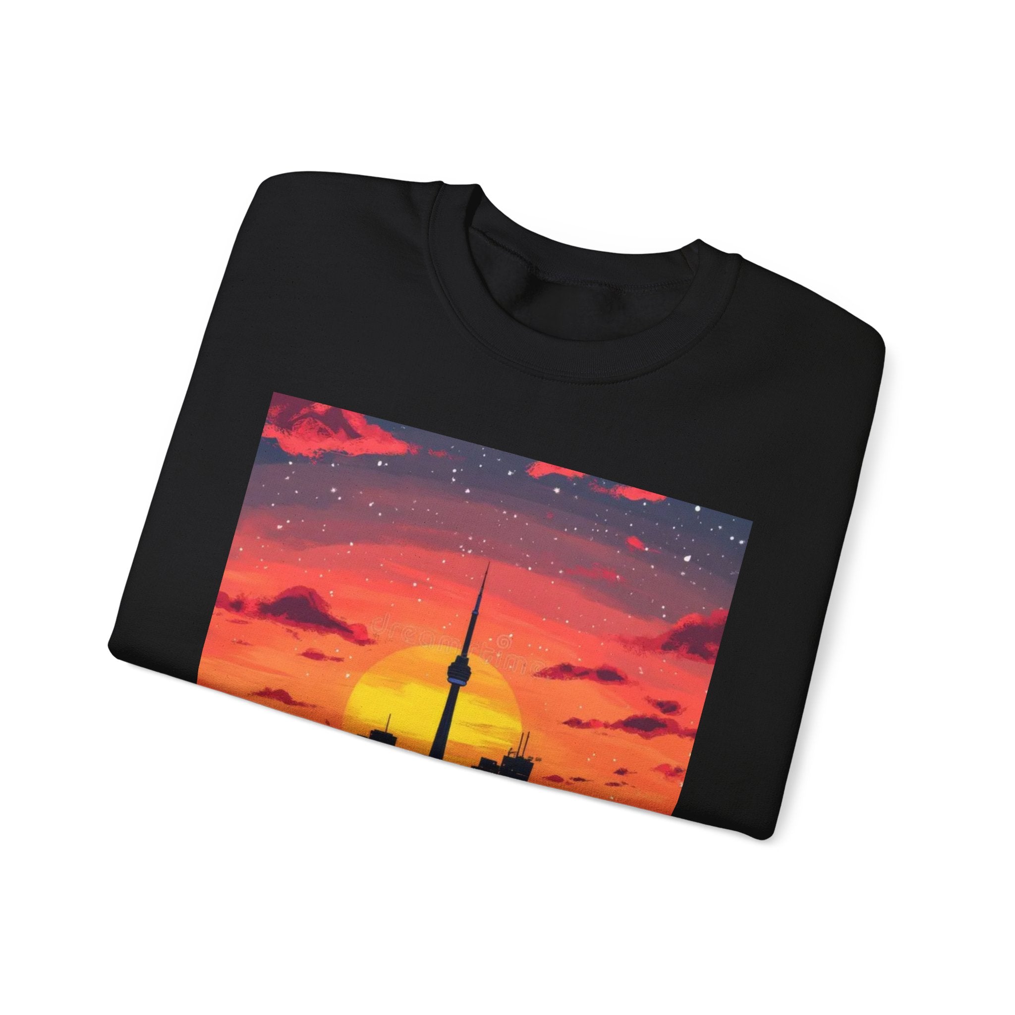 Sunset Skyline Crewneck Sweatshirt — Toronto CN Tower Silhouette Graphic