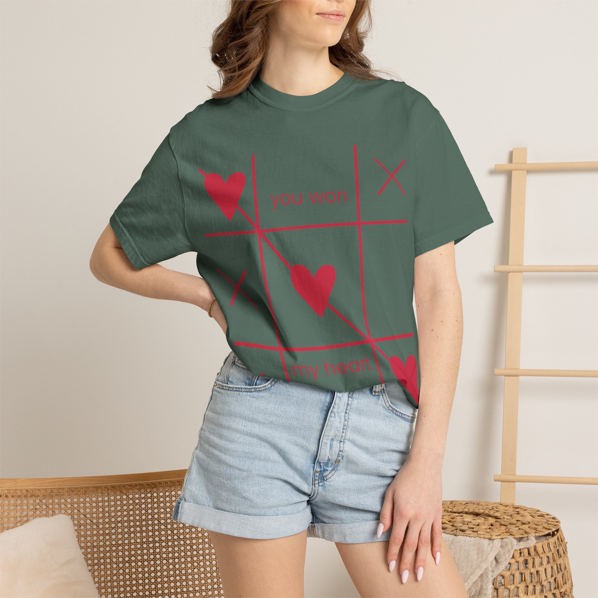 Valentine Tic-Tac-Toe Heart T-Shirt — "You Won My Heart" Graphic Tee